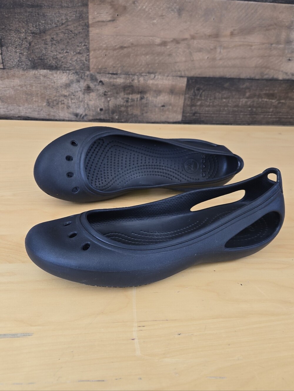 Crocs Kadee Shoes Womens 11 Black Flats Casual Comfort Slip On Beach Vacation